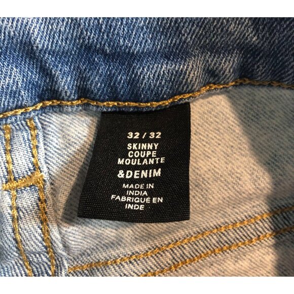 H&amp;M Men’s Distressed Blue Denim Skinny Fit Jeans Size 32x32 Light Wash - Picture 12 of 13